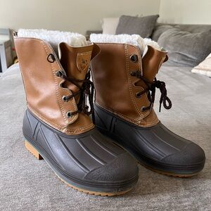 Dark Brown and Tan Rain/Snow Boots